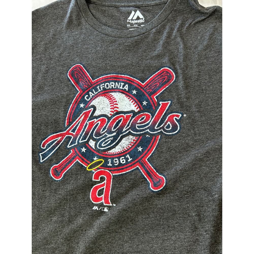 Vtg Angels MLB Men’s 2XL Gray Cotton‑Blend T‑Shirt